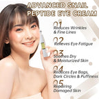 Advanced Snail Peptide Eye Cream for Dark Circles & Puffiness, Snail Mucin Eye Cream with Niacinamide Reduce Wrinkles & Fine Lines, 1 Pcs Under Eye Roller Cream for Moisturizing.