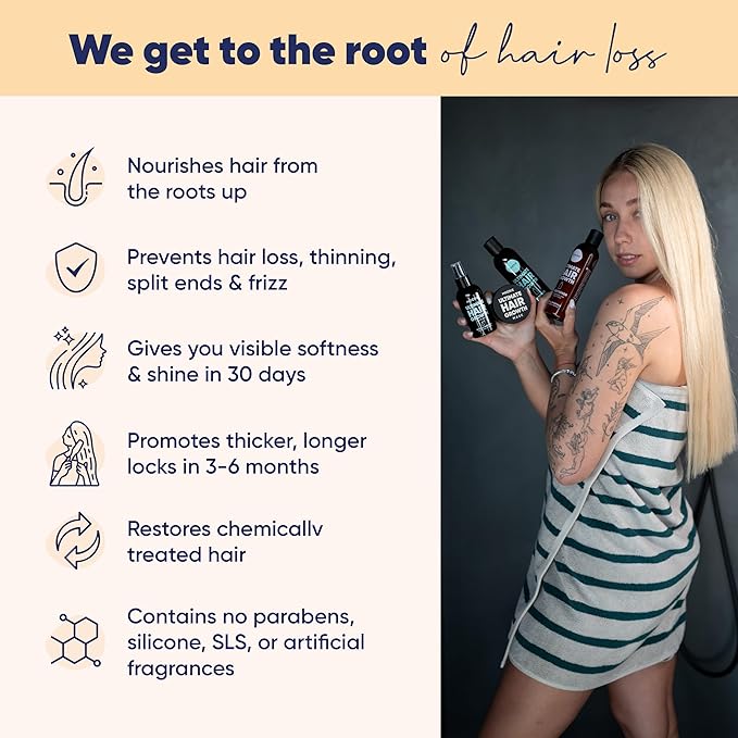 Moerie Mineral Shampoo and Conditioner Plus Hair Growth Spray Set – Ultimate Hair Care Pack – For Longer, Thicker, Fuller Hair - Volumizing Hair Care Products – Paraben & Silicone Free - Double Set