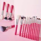 Jessup Brand 25pcs Professional Makeup Brush Set Beauty Cosmetic Foundation Powder Blusher Eye Shadow Blending Concealer Highlight Natural-Synthetic Hair Brushes Set (Rose Carmine/Silver)