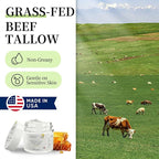 Beef Tallow for Skin Made in USA, Grass-Fed Beef Tallow for Face, Quick Absorbing, Hydrating Tallow Face Moisturizer, Whipped Beef Tallow and Honey Balm for Face&Body,Beef Tallow Cream(2oz. Unscented)