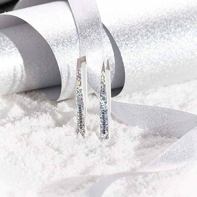 Tweezerman Hollygraphic Micro Mini Slant & Point Tweezer Set - Eyebrow Tweezers for Women and Men