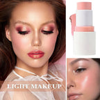 Cream Blush Stick with Brush and Makeup Sponge,Waterproof Multi Cream Makeup Stick,Lightweight,Long-lasting,2 in 1 Multi Blush for Cheeks & Lip Tint & Eyeshadow H