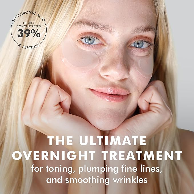 skyn ICELAND Dissolving Microneedle Under Eye Patches with 39% Hyaluronic Acid & Peptides No-Slip Eye Masks for Firming Wrinkles & Fine Lines, 8 Pairs