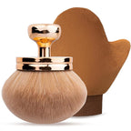 Self Tanning Brushes- Blend & Blur Extra Large Body Makeup Brush & Tanning Mitt, 2 Pcs, Kabuki Body Brush Applicator for Tan, Foundation, Self Tanner Glove for Application, Mousse, Lotion (Rose Gold)