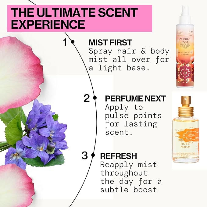Pacifica Beauty, Persian Rose Clean Fragrance Spray Perfume, Made with Natural & Essential Oils, Fresh Rose Scent, Vegan + Cruelty Free, Phthalate-Free, Paraben-Free, Gifts for Her, 29 ml. 1 fl. oz