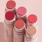 Wander Beauty On-the-Glow Blush and Illuminator - Petal Pink/Nude Glow - 7-in-1 Hydrating Cream Blush & Highlighting Stick - Stick Blush for Cheeks, Lip, & Body - Highlighter Makeup & Blush - 0.4 oz