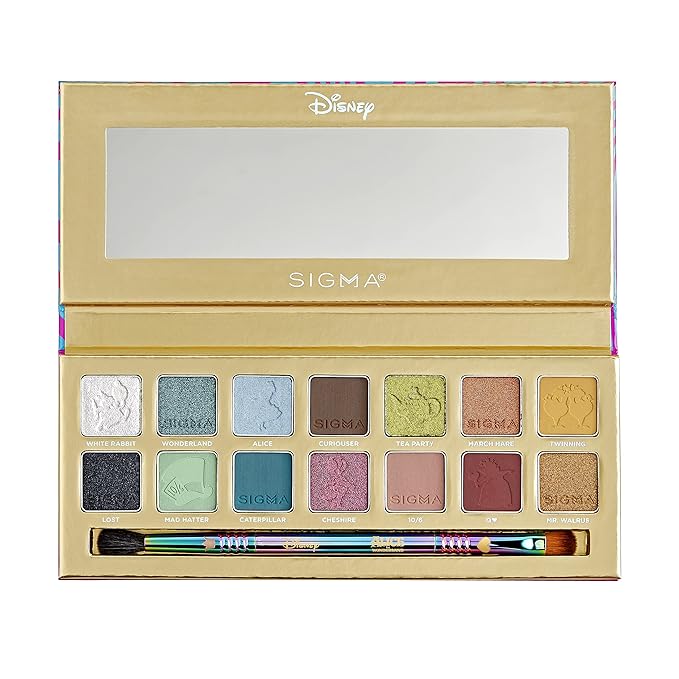 Sigma Beauty and Disney Eyeshadow Palette - Alice in Wonderland Eyeshadow Palette with 14 Hues - Matte, Shimmer and Metallic Eyeshadow Finishes - Highly Pigmented Eye Makeup Palette with Mirror