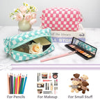 Pazimiik checkered makeup bag for
