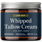 Whipped Beef Tallow Cream for Men | Face & Body | Beef Tallow for Skin Health & Barrier Support | Unscented | Whipped Men’s Moisturizer Cream with Beeswax | Grass-Fed, Cruelty-Free & Non-GMO | 2 oz