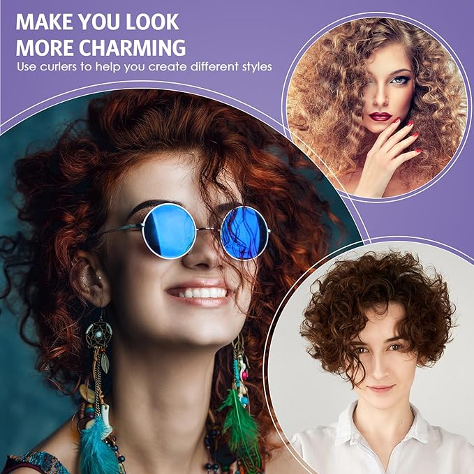 Syhood 30 Pcs 7'' Flexible Curling Rods Twist Foam Hair Rollers Soft Foam No Heat Hair Rods Rollers and 1 Steel Pintail Comb Rat Tail Comb for Women Long Short Hair(Purple,7 x 0.39 Inch)