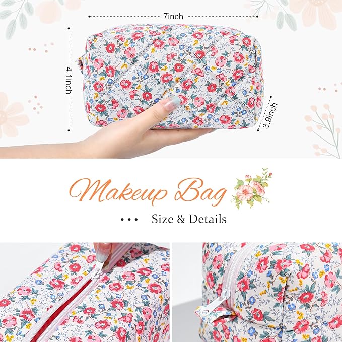 Soidram floral makeup bag quilted
