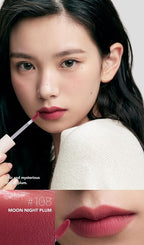 Mellow Velvet Lip Tint | Non-Sticky Lightweight Korean Lip Stain, High Pigmented Long Lasting Moisturizing Soft Matte Liquid Lipstick, Natural Vivid Color, Moon Night Plum