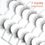 Wispy Cat Eye Lashes False Eyelashes Natural 10mm Short Lashes Pack Soft Strip Eyelash 3D Volume C Curl Natural Eyelashes 7 Pair Siligli Eyelashes
