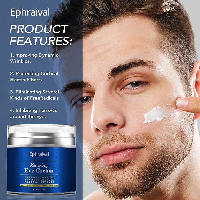 Men's Eye Cream, Eye Cream for Dark Circles and Puffiness, Anti-aging Caffeine Eye Cream for Men, Brightens, Reduces Puffiness, Dark Circles, and Fine Lines, Eye Treatment for Men Women