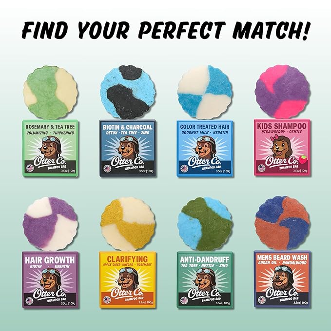 Otter co. Anti Dandruff Tea Tree Shampoo Bar – Nettle, Zinc, Green Tea, Apple Cider Vinegar, Anti Fungal Shampoo – Vegan, Natural, Cruelty & Sulfate Free – All Hair Types & Dry Scalp, USA Made