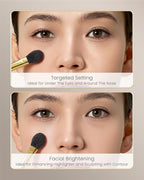 Desert Oak Series Highlighter & Setting Brush - Grade-A Fine LambsGoat Hair for Airbrushed Finish, Multi-Use for Cheeks/Nose/Under-Eyes, Ebana Handle & Brass Ferrule (CM 165)