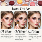 KIMUSE Face Sticks Trio, Cream Blush Stick & Highlighter Stick & Contour Stick for Sculpt the Cheeks, Long Lasting Cream Contour Stick Trio for Face Makeup, with Brush