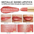 Oulac Coral Pink Lipstick for Women with Metallic 3D Shine Lightweight Hydrating Formula, High Impact Lip Color, Vegan Beauty, Full Coverage Lip Makeup, Christmas Gifts for Women, Nemo Go Home(06)
