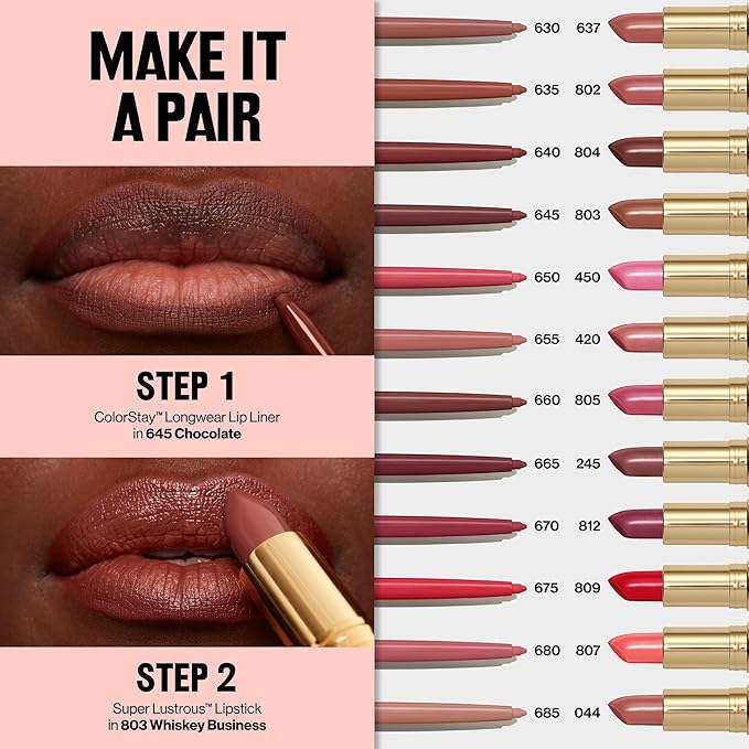 Revlon Colorstay Lip Liner Makeup with Built-In Sharpener, Longwear Rich Colors, Smooth Application, 635 Sienna, 0.01 oz