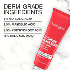 Neutrogena Stubborn Blackheads Daily Acne Facial Serum with Salicylic, Glycolic, Polyhydroxy & Mandelic Acids, Oil-Free Face Serum for Acne-Prone Skin to Help Clear Clogged Pores, 1 fl. oz