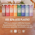 Dr. Bronner’s Pure-Castile Liquid Soap Bottle & Refill Carton - Made with Regenerative Organic Certified Oils, 82% Less Plastic-18-in-1 Uses for Face, Body Wash, Hand Soap Refill- Baby Unscented,32 oz