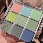 Erinde 9 Colors Eyeshadow Palette, Matte Shimmer Glitter Eye Shadow Palette Makeup, Highly Pigmented Long Lasting Waterproof, Natural Neutral Nude Eyeshadow Make Up Pallet, Blue Green
