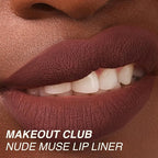 Freck Beauty MAKEOUT CLUB Nude Muse Lip Liner, Non Drying, Smooth Highly Pigmented Retractable Liner, Infused with Jojoba and Hyaluronic Acid (Cool Taupe Brown, Normal)