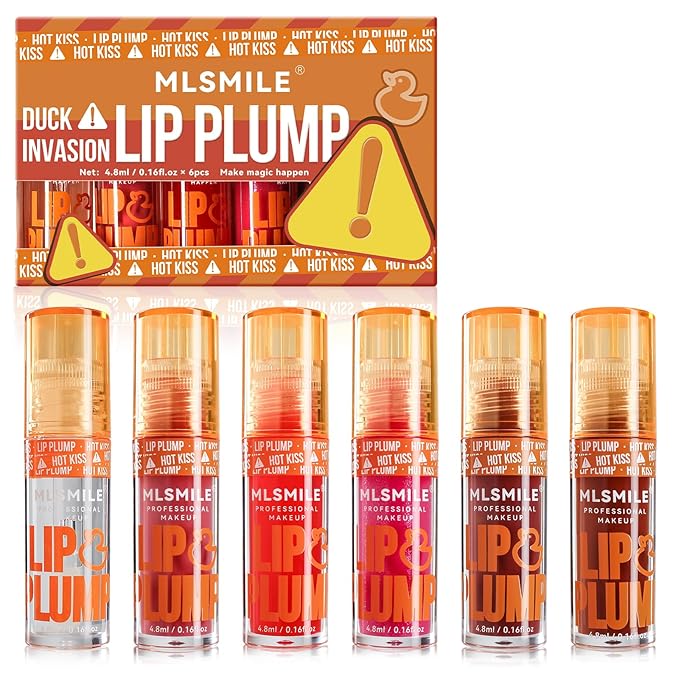 6 Colors Duck Lip Plumper Gloss,High Pigment Plumping Lip Gloss,Hydrating Lip Glow Oil, Lip Balm for women, Vegan Lip Makeup,Lip Stick Set for Women.Lip Care Oil Set.