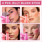 4PCS Cooling Water Jelly Tint Blush Stick for Cruelty Free