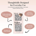 Kitsch Satin Heatless Curling Set – Heatless Hair Curler for Women, Hair Curler to Sleep In - with 2 Satin Scrunchies for Overnight Curls – No Heat Damage Styling with Heatless Curler - Silver