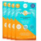 UV Stickers for Sunscreen Reapplication to Avoid Burns - Sunscreen Reminder Stickers You Can Wear All Day - Sweat & Waterproof UV Activated Sunscreen Stickers - UV Sticker Aquatic Sun (Pack of 4)
