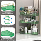 3 Tier Corner Bathroom Organizer Countertop, Vanity Makeup Organizer with Brush Holder, Space-Saving Skincare Storage Corner Shelf for Bathroom, Dressing Table, Kitchen