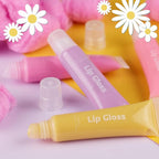 EXPRESSIONS 8pc Lip Gloss Set - Flavored Squeeze Tube Lip Glosses Value Pack, Daisy Lip Gloss in Assorted Fruity Flavors