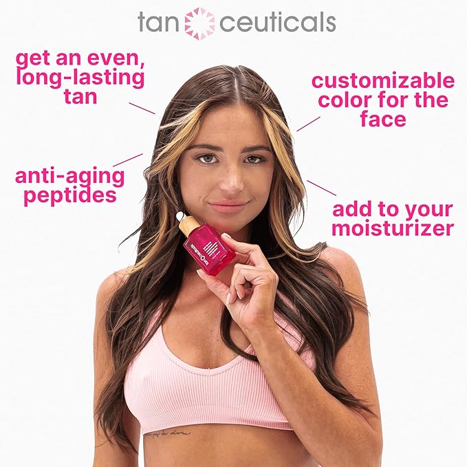 Tanceuticals Self Tanning Drops - Color Correcting Face Tanning Drops for Gradual Glow, Add to Lotion, Moisturizing Bronzing Drops for Fake Tan, Vegan & Cruelty Free Face Tanner