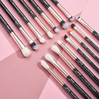 Jessup 15Pcs Professional Makeup Brushes Set Make up Brush Tools kit Eye Liner Shader Wood Handle Natural-synthetic Hair Brushes Pearl Black/Rose Gold T157