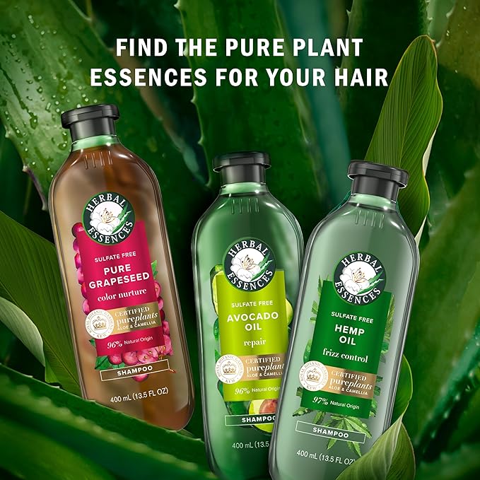 Herbal Essences Avocado Oil Sulfate Free Shampoo, Hair Repair, 13.5 Fl Oz, with Certified Camellia Oil and Aloe Vera, For All Hair Types, Especially Damaged Hair