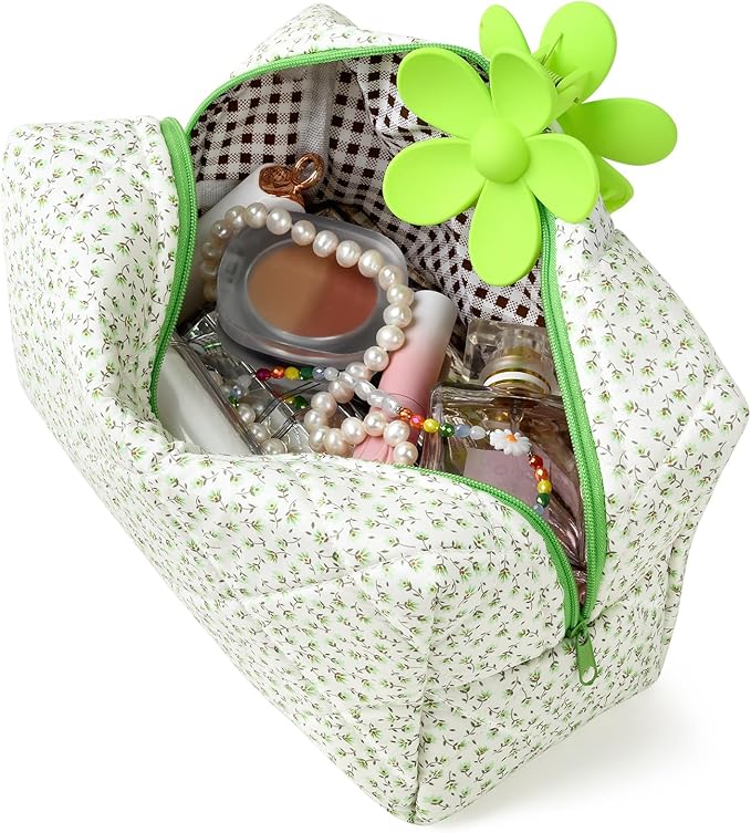 Soidram floral makeup bag quilted