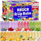 500 Pcs Lip Balm Bulk, 12 Flavored Organic Natural Lip Balms for Gifts Party Favors, Moisturizing Bulk Lip Balms for Dry Cracked Lips, Bulk Lip Balm with Vitamin E and Coconut Oil (4.2g/0.15oz)