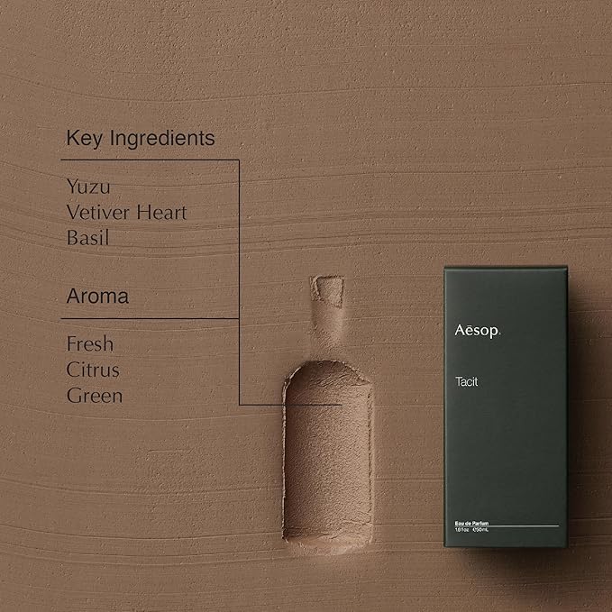Aesop Tacit Eau de Parfum | Fresh Citrus & Green Fragrance with Yuzu, Vetiver, and Basil | Unisex | Uplifting & Contemporary Aroma | 1.6 oz