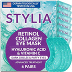 Stylia Under Eye Patches for Puffy Eyes and Dark Circles (6 Pairs) - Marine Collagen Under Eye Mask with Retinol, Vitamin C, Hyaluronic Acid, Pearl Extract - Eye Masks for Dark Circles and Puffiness