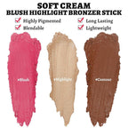 3Pcs Multi-Use Face Makeup Sticks Sets, Blendable Cream Blush Stick For Cheeks Lips, Highlighter Contour Shading Sticks Moisturizer Make Up Sets For Women (01)