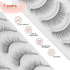 False Lashes Natural Look Wispy Eyelashes 13MM Eye Lash Pack for Daily C Curl Natural Lashes 7 Pair Siligli