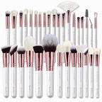 Pro makeup Artist Brushes Set 32Pcs Luxury Goat Hair Horse hair Makeup Brush Set eye and face brushes for every possibility By Bueart Design (Pearl White)