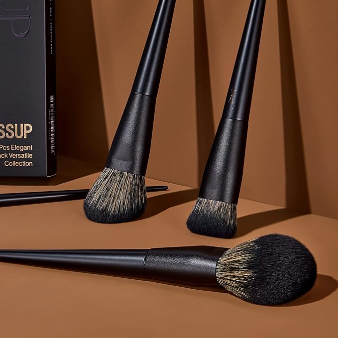 Makeup Brushes Set Jessup Make up Brushes 14Pcs Black Kabuki Foundation Eyeshadow Contour Concealer Powder Eyeliner Crease Eyebrow Blending Brush, T336