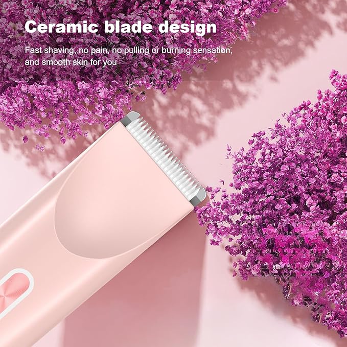 Glow Aura Womens Shaver 2 in 1, Electric Razor, Painless Hair Removal for Face,Body Waterproof Wet & Dry Use Body Hair Trimmer (Pink)