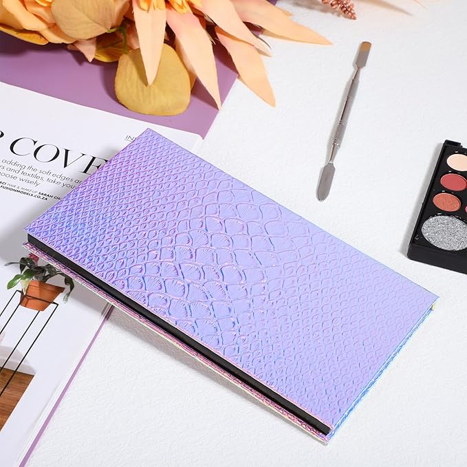 Beaupretty Empty Magnetic Eyeshadow Palette Mermaid Makeup Palette with Mirror Round Metal Pans and Depotting Spatula Set