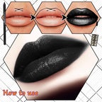 Black Velvet Matte Liquid Lipstick and Lip Liner Set - Smudge-proof, Long-lasting, Waterproof Black Lip Gloss Stain and Liner Pencil for Goth Halloween Cosplay Makeup