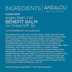 Andalou Naturals CLEAR SKIN Argan Stem Cell BB Benefit Balm, Un-Tinted SPF 30, 2-in-1 BB Cream & Face Sunscreen with Broad Spectrum Protection, Mineral Sunscreen for Oily Skin, 2 Fl Oz