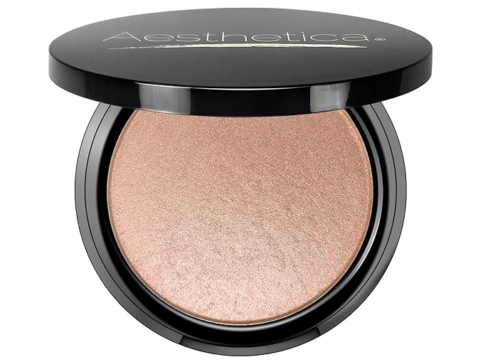 Aesthetica Starlite Highlighter - Metallic Shimmer Highlighting Makeup Powder - Cosmos (Sparkling Rose Gold)