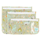Bumkins Travel Bag, Toiletry, TSA Approved Pouch, Zip Bag, Quart Size Airline Compliant, Clear-Sided, Baby, Diaper Bag Organization, Makeup, Accessories, Packing, Set of 3 Sizes, Camp Gear Green